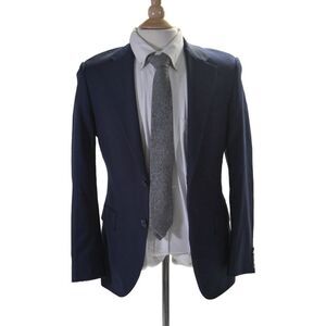 Max Man Mens Two Button Wide Lapel Blazer Jacket Navy Blue Wool Size 30 Short